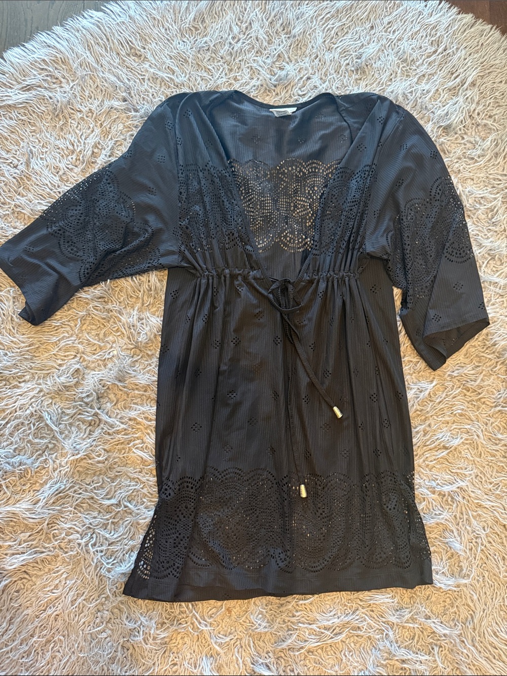 Dotti Black Eyelet Swim Coverup